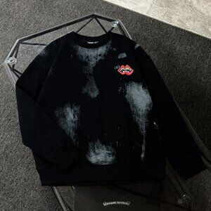 New Unisex Chrome Hearts Crew Neck Loose-Fit Black Sweatshirt
